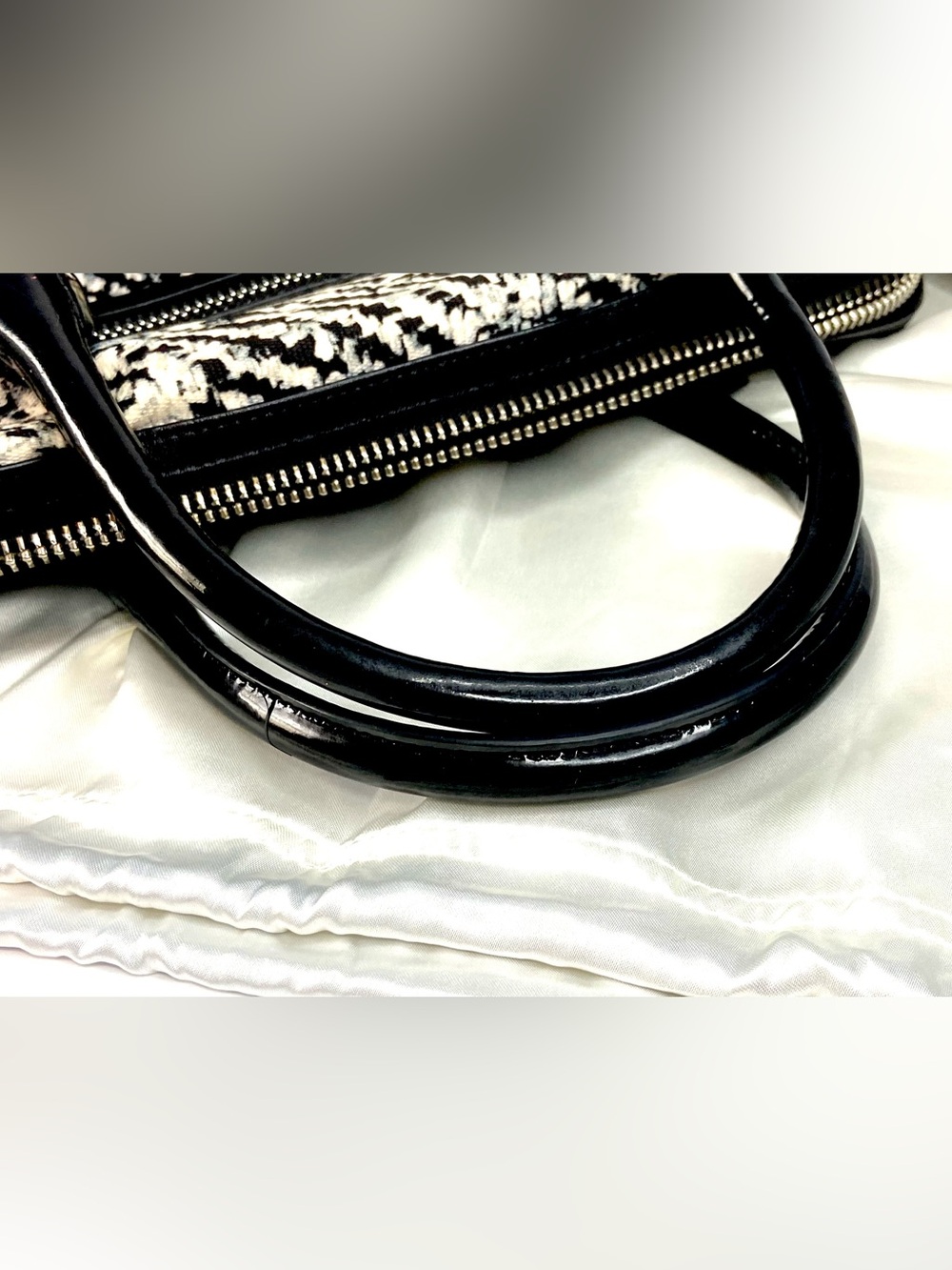 Coach 2013 Black & White Patterned Satchel with Leather Trim - Picture 10 of 12